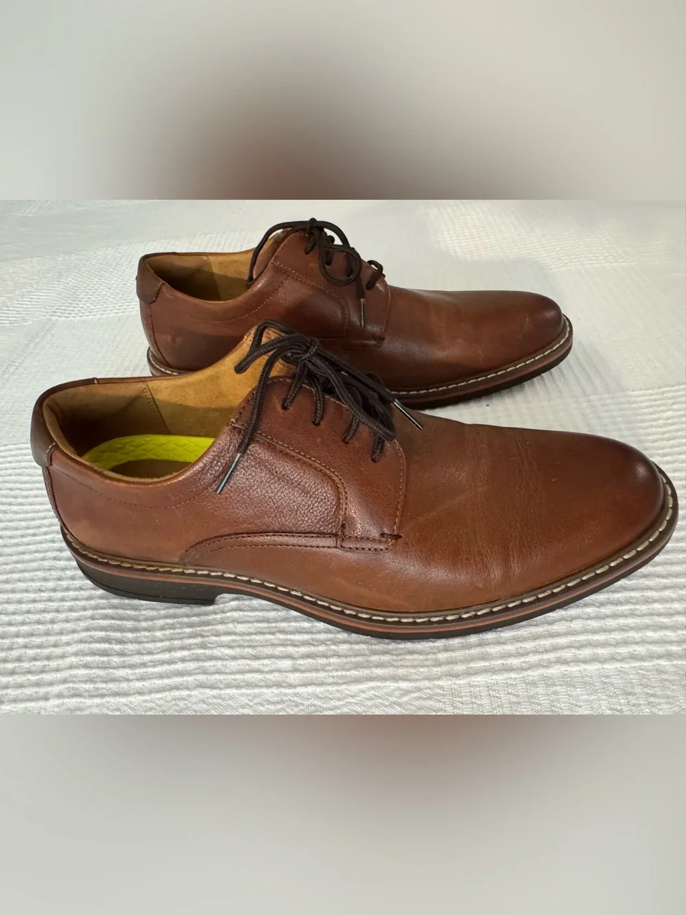 Florsheim Chestnut Brown Leather Derby Lace-Up Shoes
